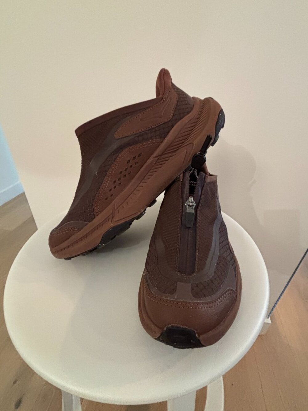 HOKA Project Transport Zip Sneakers Brown Vibram Trail Running Shoes Men's.